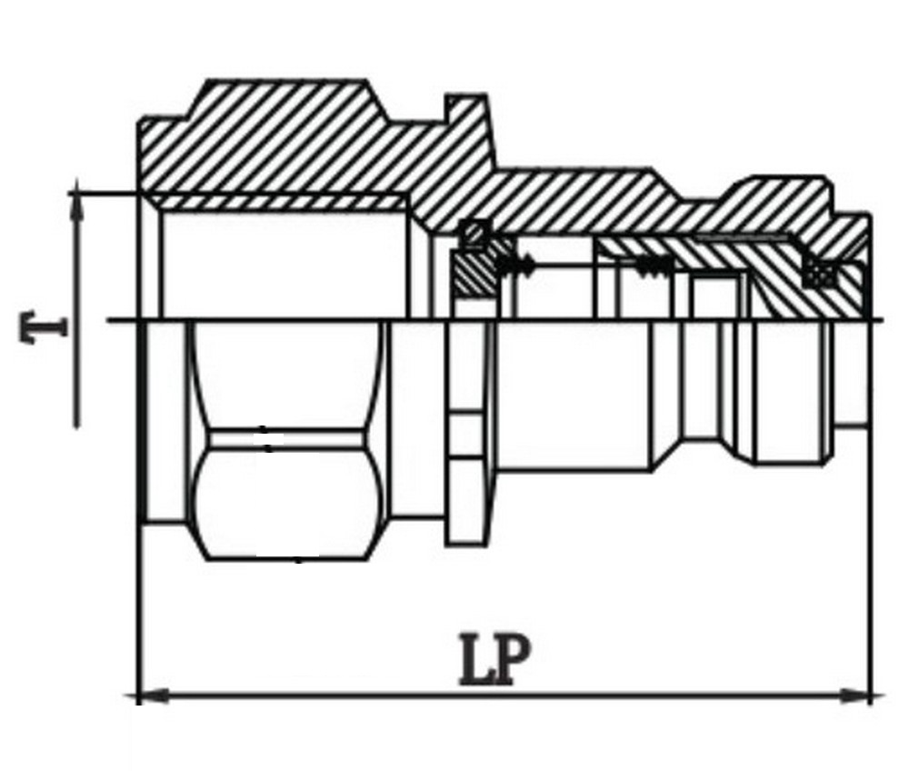 Муфта быстроразъемное соединение LSQ нипель-TF 1/4″ Ду8 Ру700 корпус - сталь, уплотнение - NBR, присоединение - внутренняя резьба