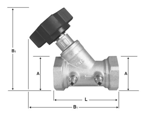 Клапан балансировочный MUT VBX ECO 1 1/4″ Ду32 Ру16  муфтовый, ручной, латунный, присоединение - внутренняя резьба, KVs 14