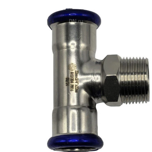 Тройники MVI SS.642 Ду22x1/2-3/4″ Ру16 переходные, корпус - нержавеющая сталь, присоединение - пресс/наружная резьба