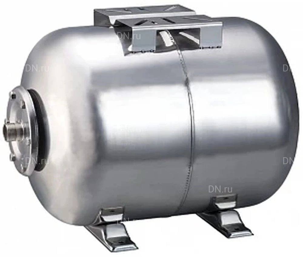 Гидроаккумулятор Vodotok БМ-24л-Н горизонтальный, объем бака - 24л, корпус - нержавеющая сталь, фланец - нержавеющая сталь, мембрана - EPDM