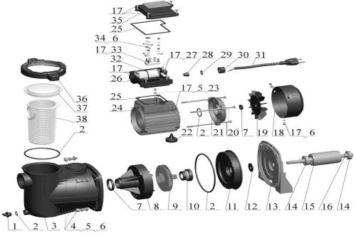 Насос cамовсасывающий, центробежный LEO XKP305EL поверхностный, корпус - нержавеющая сталь, мощность - 0.27кВт, напор - 5.5м, производительность - 65л/мин, 220В