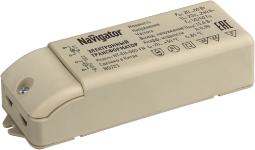 Трансформаторы NAVIGATOR NT-EH мощность 60-105 Вт для низковольтных галогенных ламп, корпус - пластик, степень защиты IP44