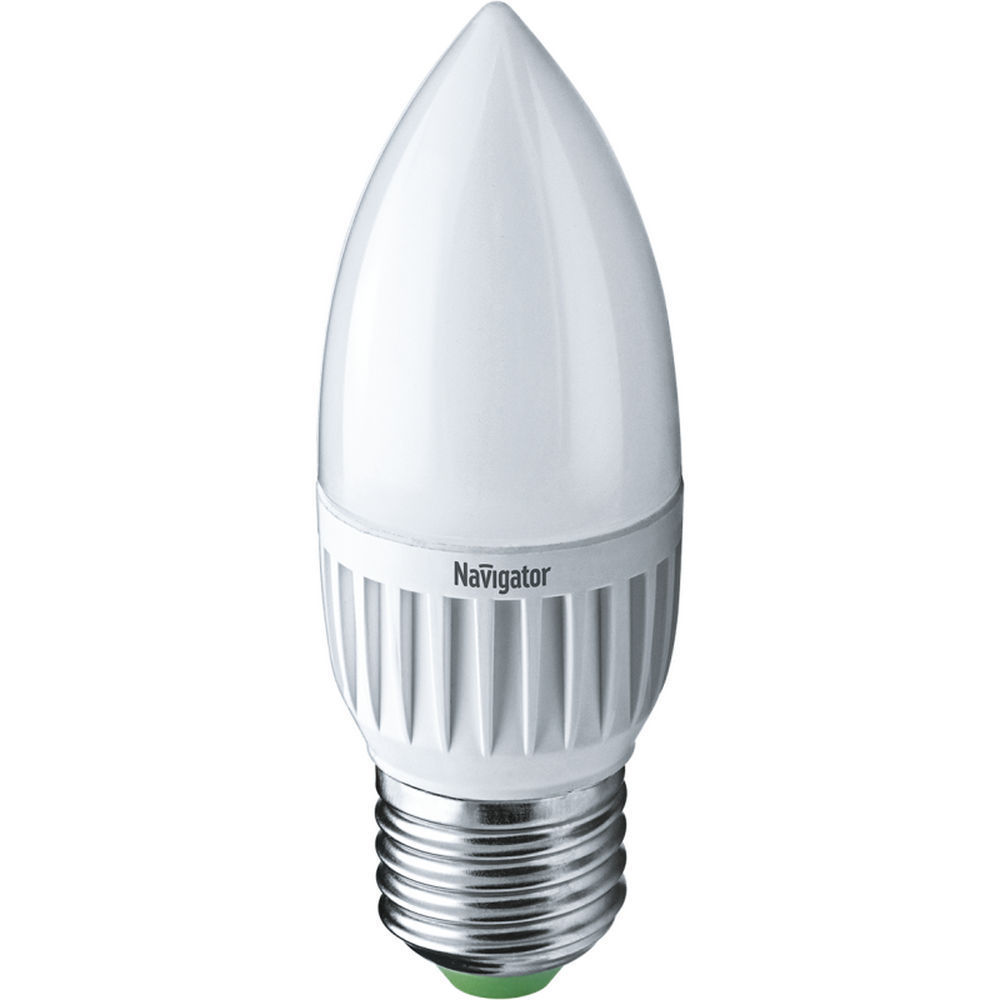 Лампа светодиодная NAVIGATOR NLL-P-C37 матовая, мощность - 5 Вт, цоколь - E27, световой поток - 375 лм, цветовая температура - 2700 K, форма - свеча