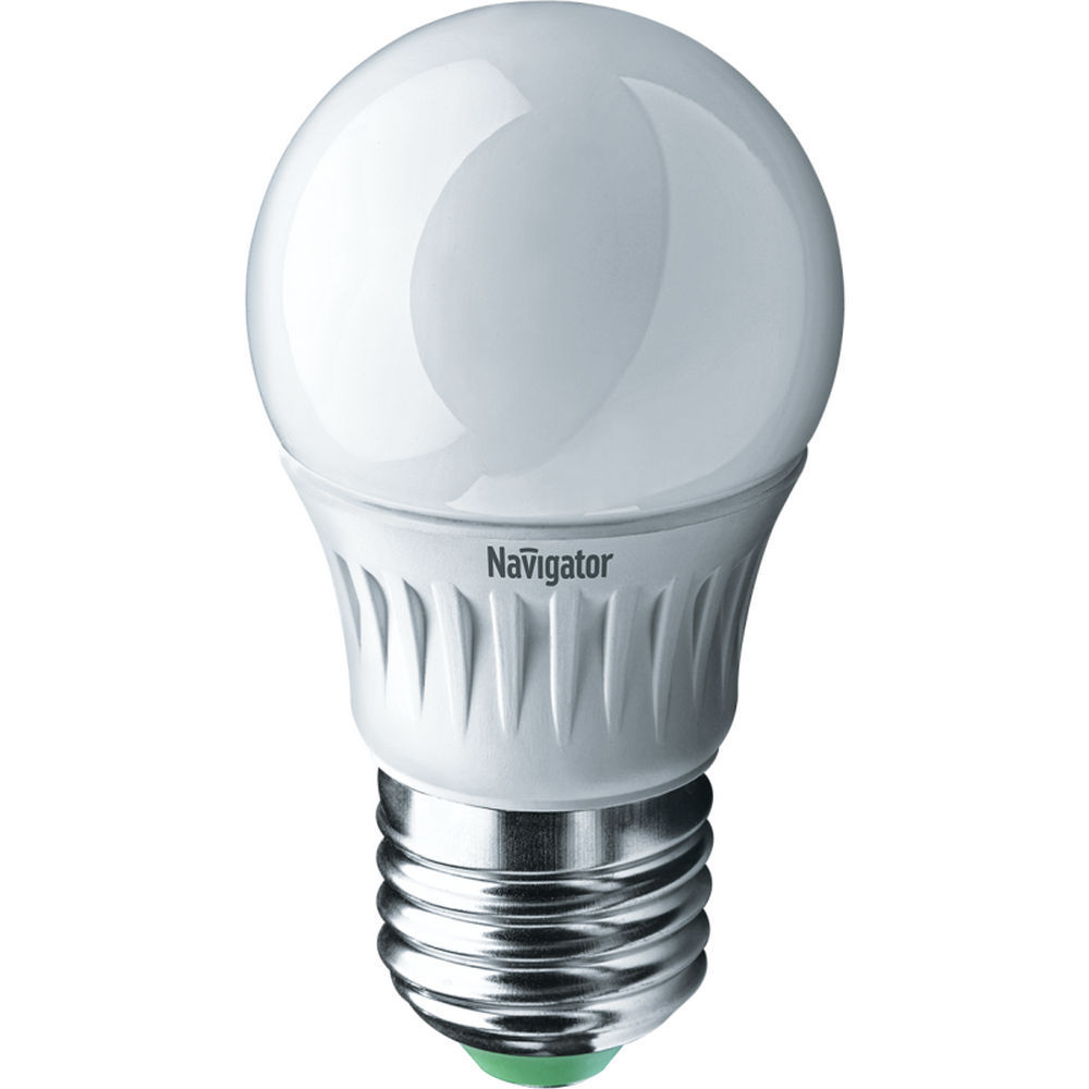 Лампа светодиодная NAVIGATOR NLL-P-G45 матовая, мощность - 5 Вт, цоколь - E27, световой поток - 375 лм, цветовая температура - 2700 K, форма - шар