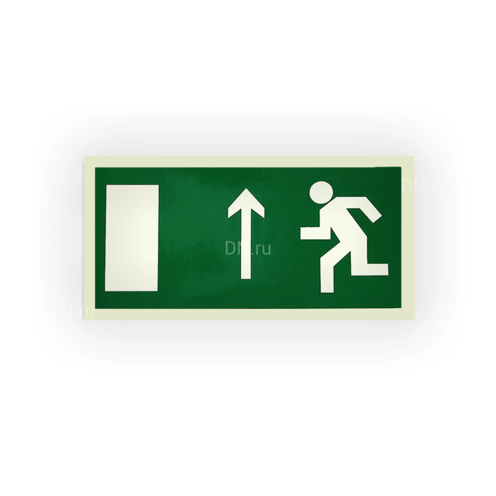 Знак НПО ПУЛЬС E12 «Направление к эвакуационному выходу прямо (слева)» на самоклеящейся фотолюминесцентной пленке на пластиковой основе, 150х300мм