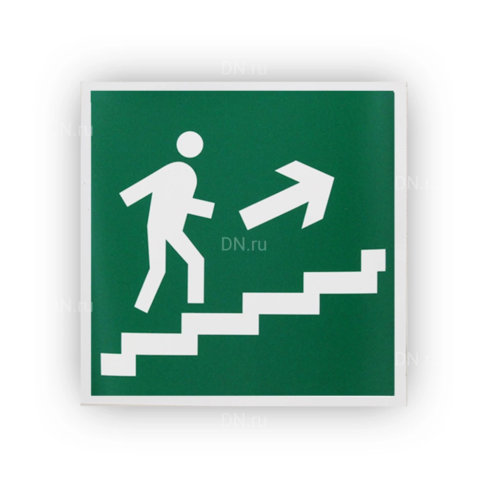 Знак НПО ПУЛЬС E15 «Направление к эвакуационному выходу по лестнице вверх (направо)» на самоклеящейся не светящейся пленке, 200х200мм