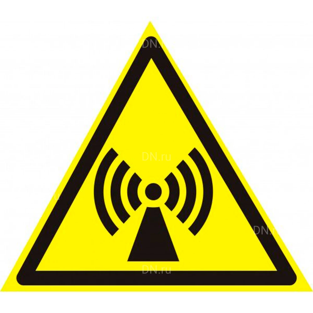 Знак НПО ПУЛЬС W12 «Внимание. Электромагнитное поле» на самоклеящейся не светящейся пленке, 200х200мм
