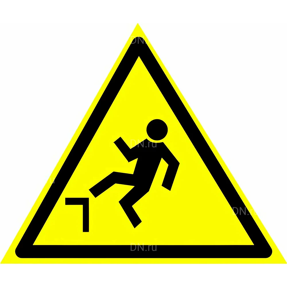 Знак НПО ПУЛЬС W15 «Осторожно. Возможность падения с высоты» на самоклеящейся не светящейся пленке, 200х200мм