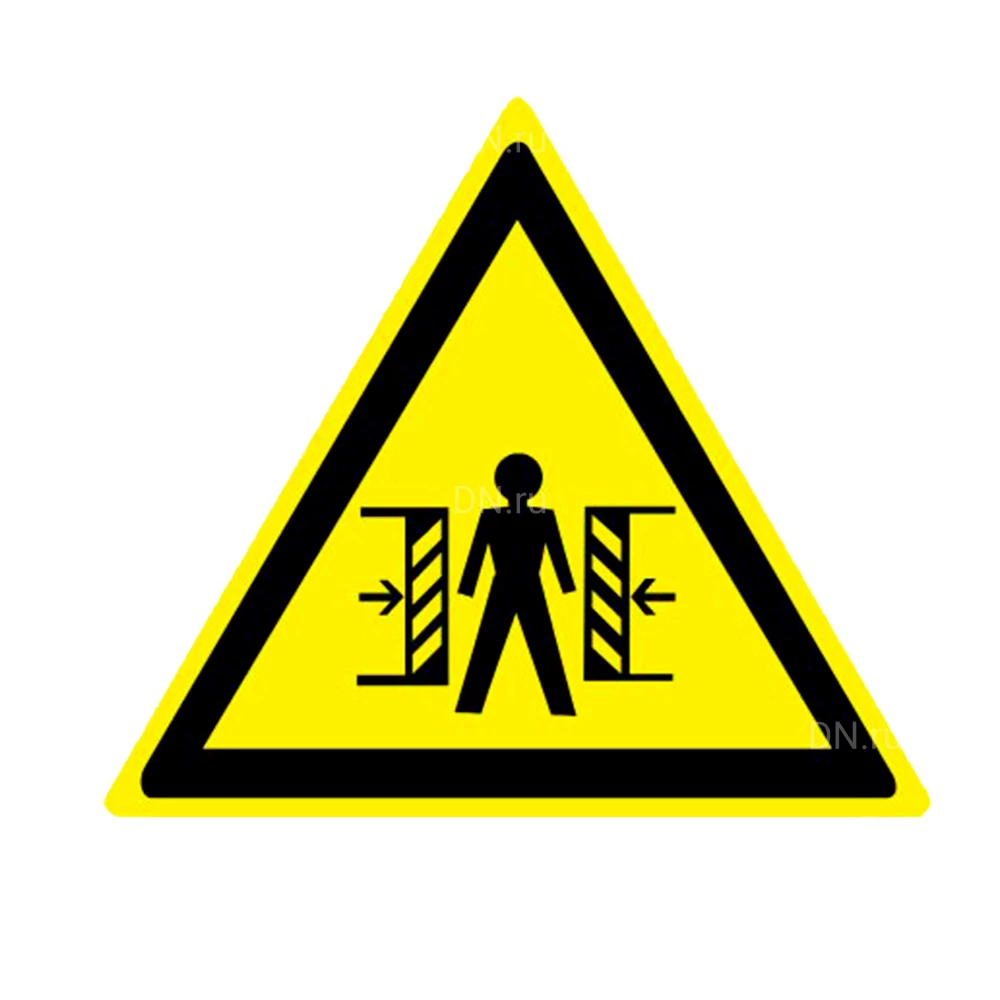 Знак НПО ПУЛЬС W23 «Внимание. Опасность зажима» на самоклеящейся фотолюминесцентной пленке на пластиковой основе, 200х200мм