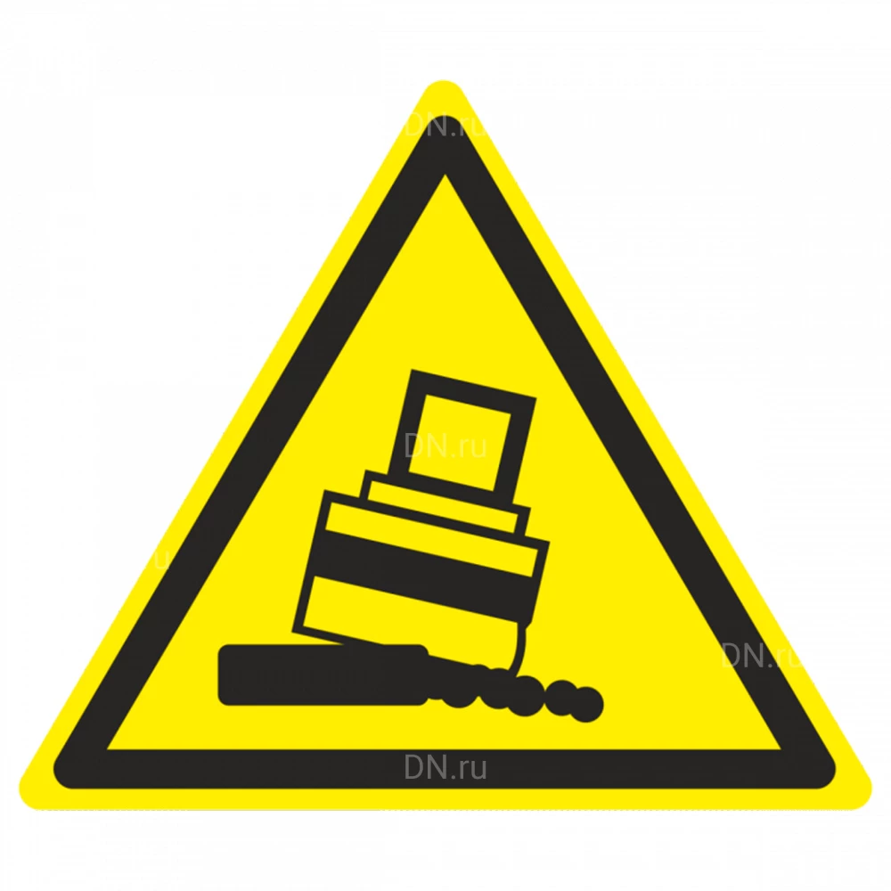 Знак НПО ПУЛЬС W24 «Осторожно. Возможно опрокидывание» на самоклеящейся фотолюминесцентной пленке на пластиковой основе, 200х200мм