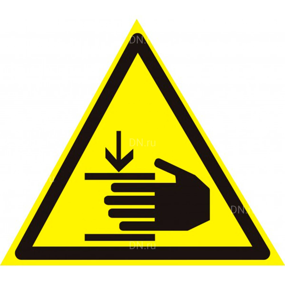 Знак НПО ПУЛЬС W27 «Осторожно. Возможно травмирование рук» на самоклеящейся не светящейся пленке, 200х200мм