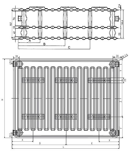 Радиаторы стальные панельные Oasis Pro PB 30-6 600x400-3000 мм настенные, присоединение резьбовое - 1/2″, подключение - боковое, цвет - белый RAL 9016