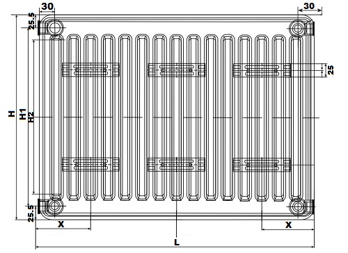 Радиатор Oasis Pro PN 21-4-25 400x2500 мм настенный, панельный, присоединение резьбовое - 1/2