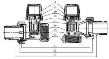 Клапаны запорные для радиаторов Ogint 1/2-3/4″ Ду15-20 Ру10 угловые
