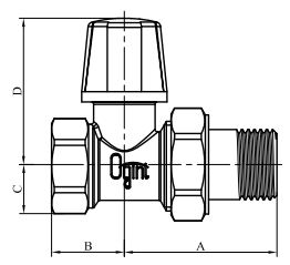 Клапаны запорные для радиаторов Ogint 1/2-3/4″ Ду15-20 Ру10 прямые штуцеры с герметичной прокладкой