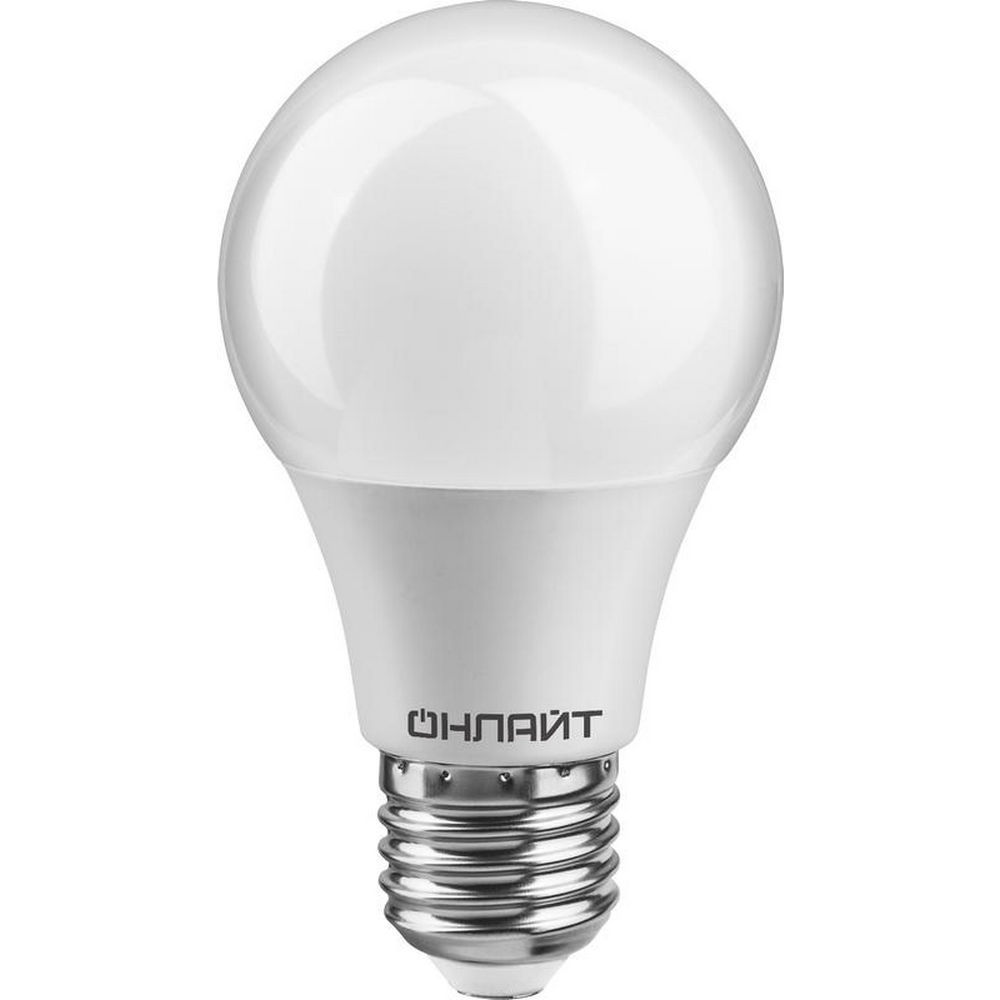 Лампа светодиодная ОНЛАЙТ OLL-A60 матовая, мощность - 12 Вт, цоколь - E27, световой поток - 1050 лм, цветовая температура - 6500 K, форма - грушевидная