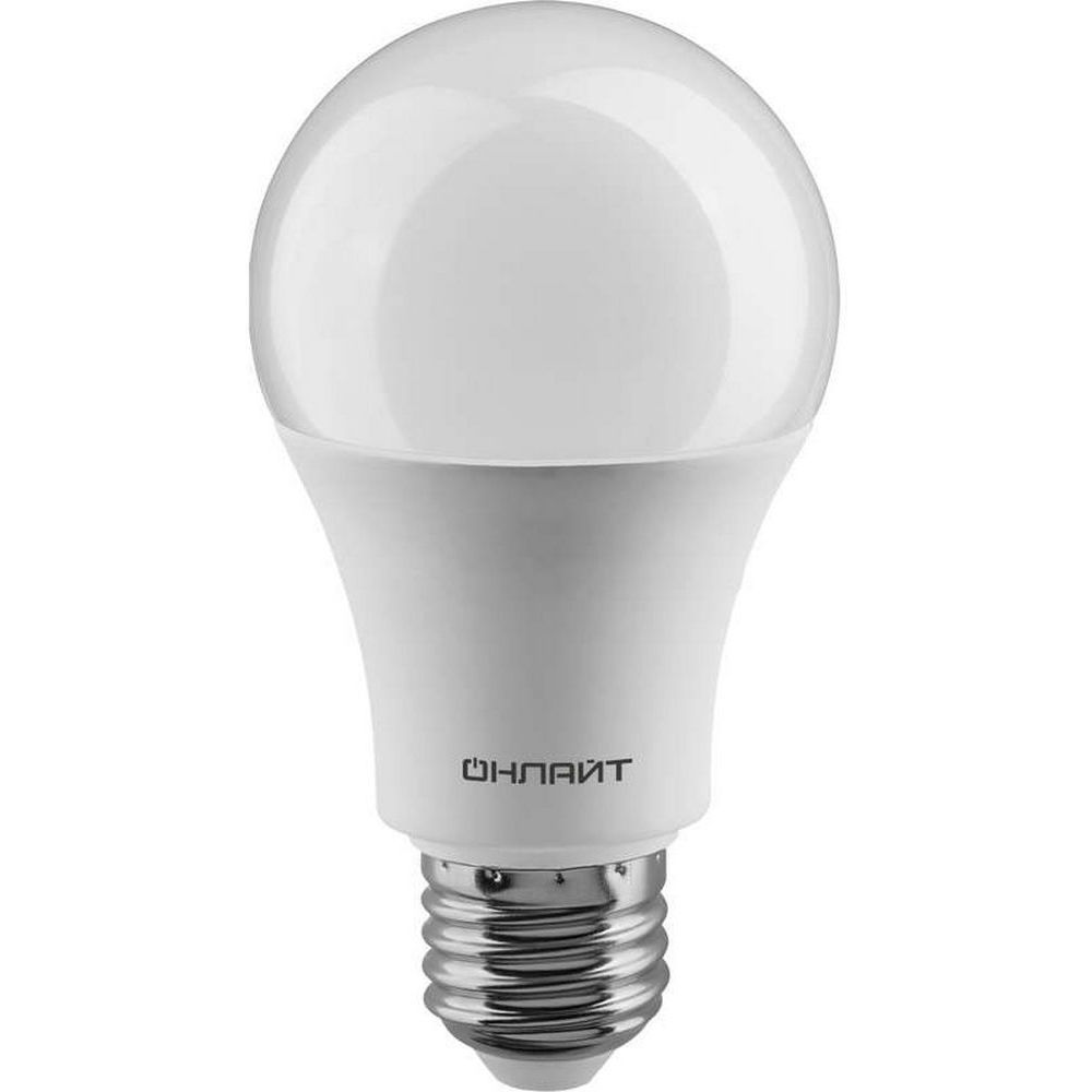 Лампа светодиодная ОНЛАЙТ OLL-A60 матовая, мощность - 15 Вт, цоколь - E27, световой поток - 1350 лм, цветовая температура - 6500 K, форма - грушевидная
