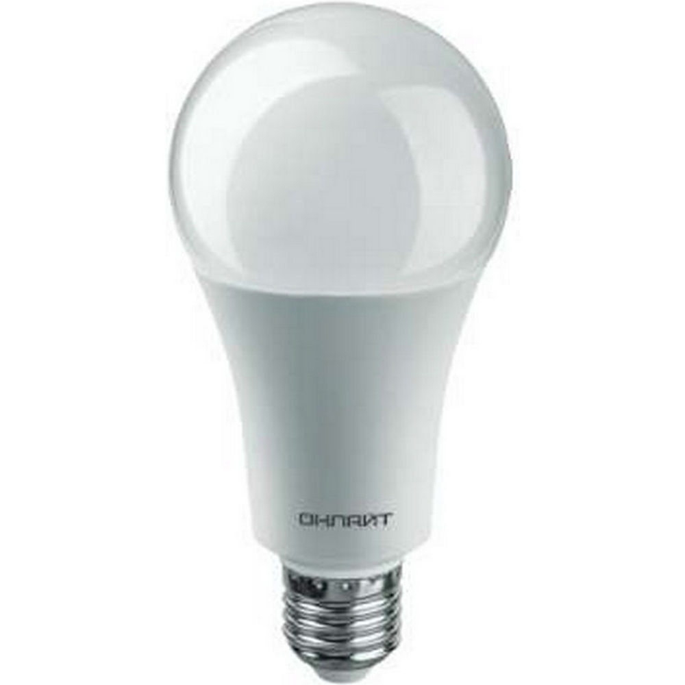 Лампа светодиодная ОНЛАЙТ OLL-A60 матовая, мощность - 25 Вт, цоколь - E27, световой поток - 2100 лм, цветовая температура - 6500 K, форма - грушевидная