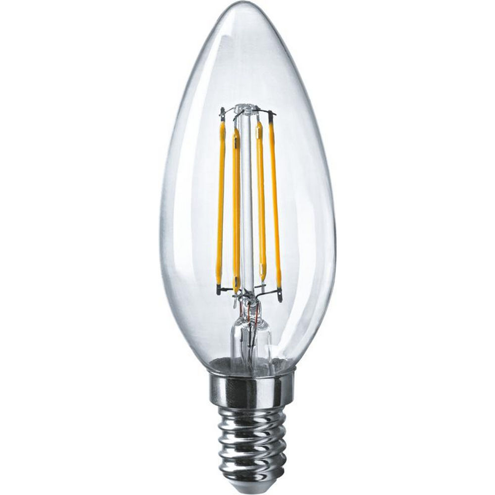 Лампа светодиодная ОНЛАЙТ OLL-F-C35 прозрачная, мощность - 10 Вт, цоколь - E14, световой поток - 1000 лм, цветовая температура - 4000 K, форма - свеча