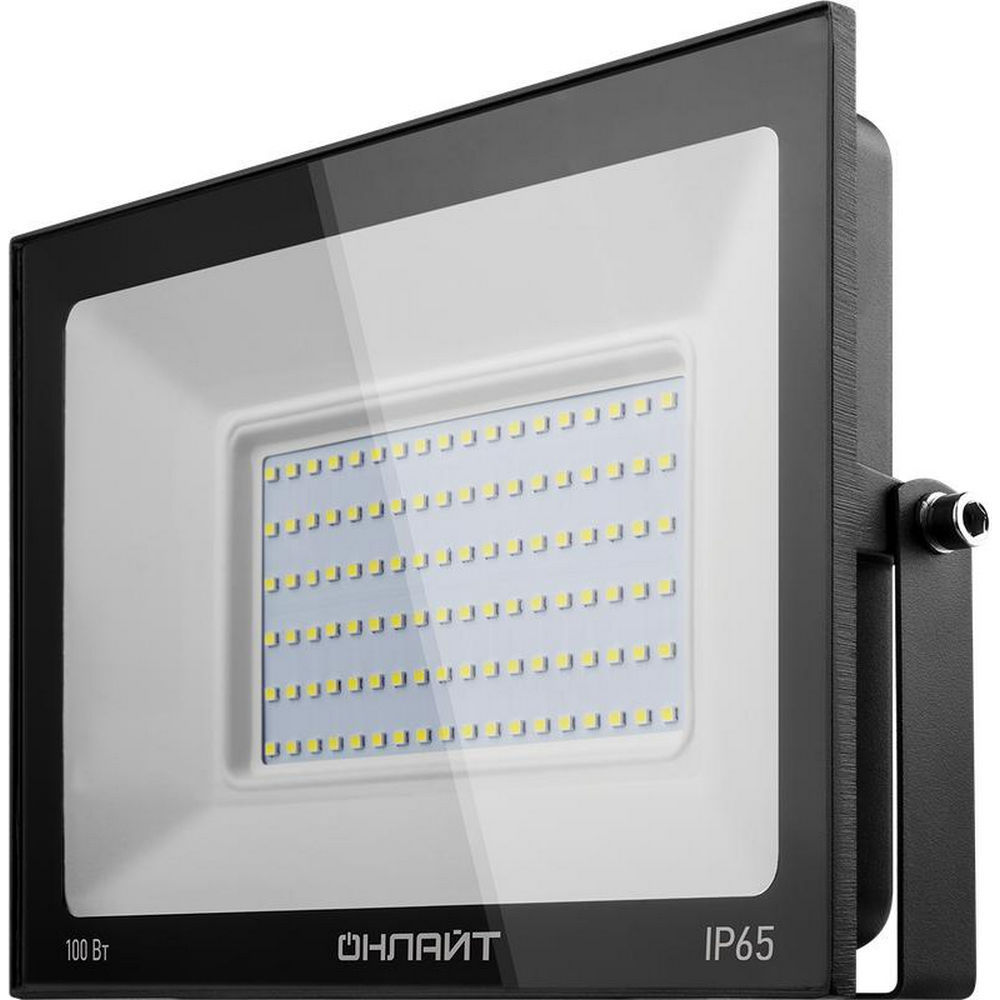 Прожектор светодиодный ОНЛАЙТ OFL 100 Вт, настенный, цветовая температура - 6000 К, световой поток - 8000 лм, IP65, материал корпуса - алюминий, цвет - черный