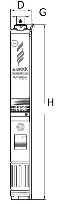 Насос скважинный Pedrollo 4BLOCKm 6/7 моноблочный, однофазный, производительность 3600 л/час, напор 46 м
