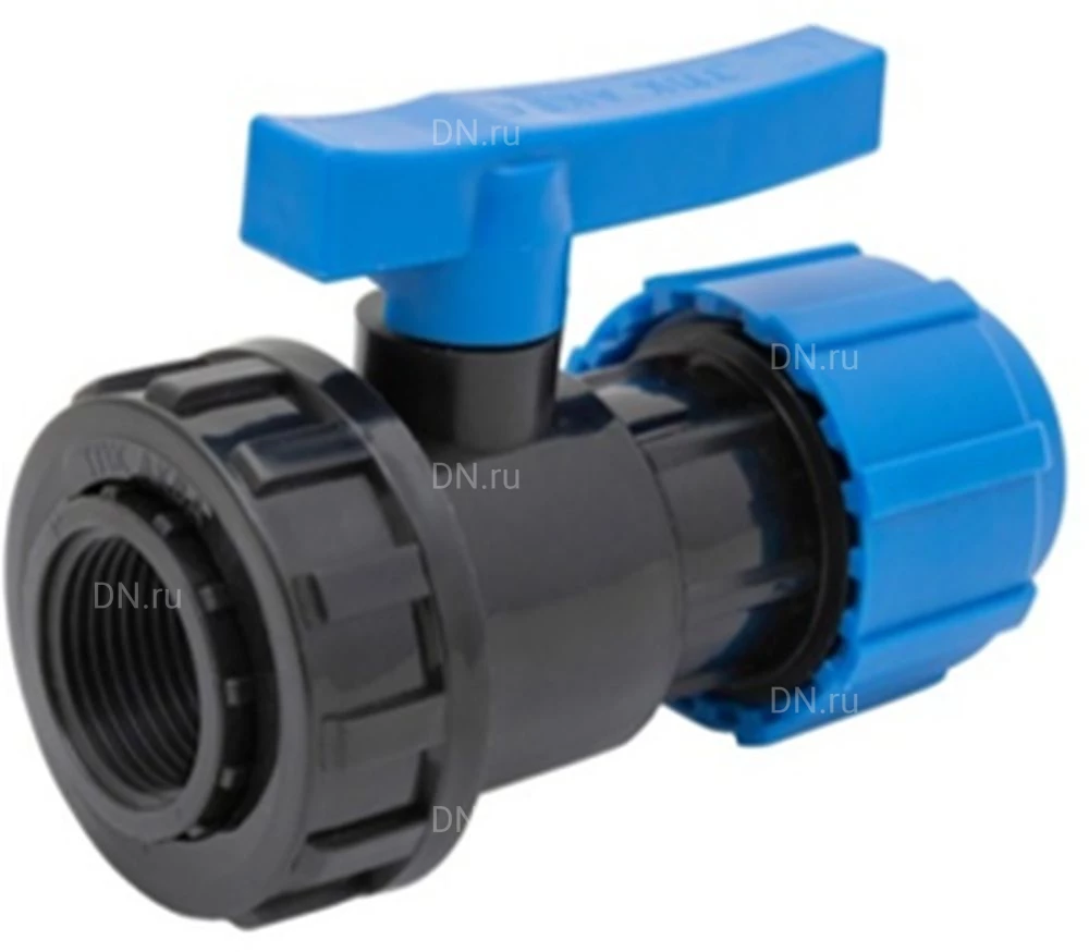 Кран шаровой PP Политэк Дн20x20 Ру16 разъемный, компрессионный для труб ПНД