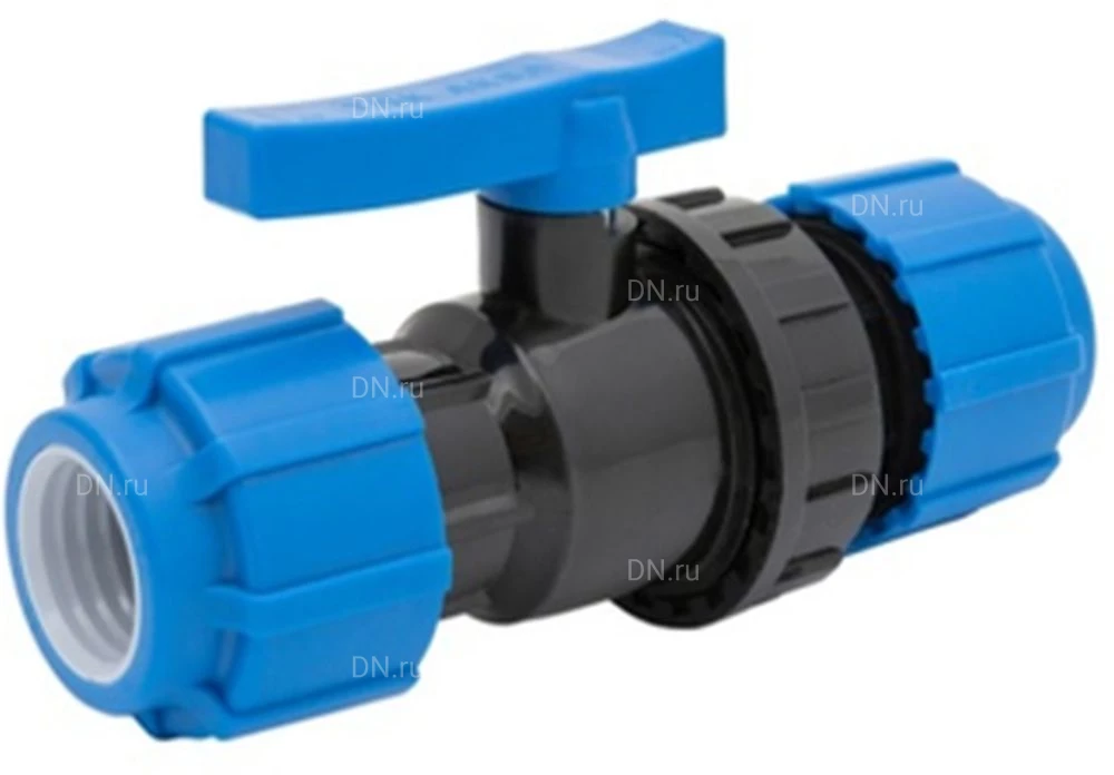 Кран шаровой ПЭ Политэк 20x1/2 Ру16 ВР, разъемный