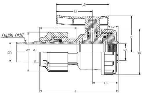 Кран шаровой ПЭ Политэк 20x1/2 Ру16 ВР, разъемный