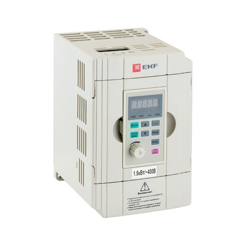 Преобразователь частоты EKF PROxima VECTOR-100 VT100-1R5-3B мощность двигателя 1.5/2кВт, количество фаз - 3, выходное напряжение - 400 В, встроенный тормозной резистор
