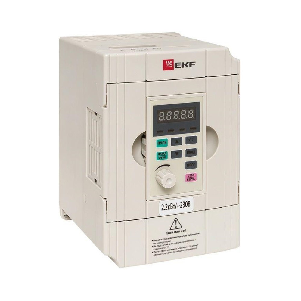 Преобразователь частоты EKF PROxima VECTOR-100 VT100-2R2-3B мощность двигателя 2.2/3кВт, количество фаз - 3, выходное напряжение - 400 В, встроенный тормозной резистор