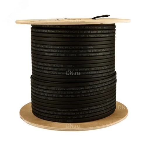 Кабели нагревательные PROCONNECT КНС-2ЛП-65/85 UV саморегулирующиеся, мощность - 30-40Вт/м, длина - 200м, цвет-черный, 220В