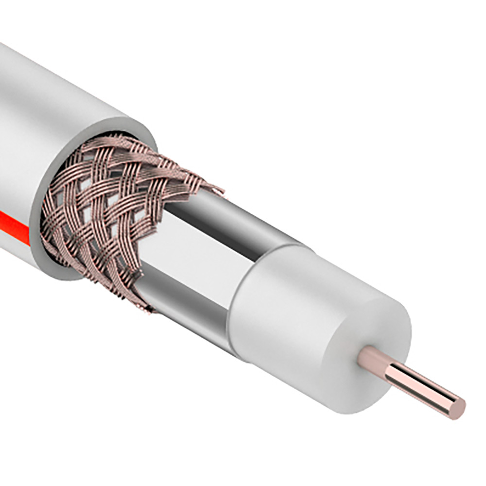 Кабель коаксиальный PROCONNECT SAT 50M 75 Ом, CCS/Al/Al, 75%, материал оболочки - ПВХ, длина - 50 м, цвет - белый