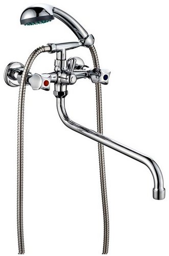 Смесители для ванны с душем Профсан Стандарт-А ПСМ-157 длина  310 мм,двухвентильные, излив низкий, серебристые