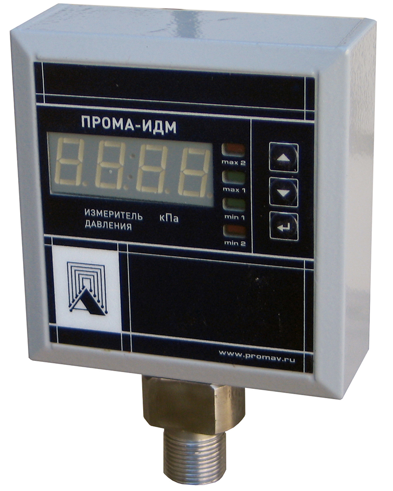 Датчик избыточного давлния на газ ПРОМА ИДМ-016 ДИ-Р 40, штуцерное исполнение, количество выходных реле - 4, напряжение - 24В, диапазон измерений давлений 40-10КПа