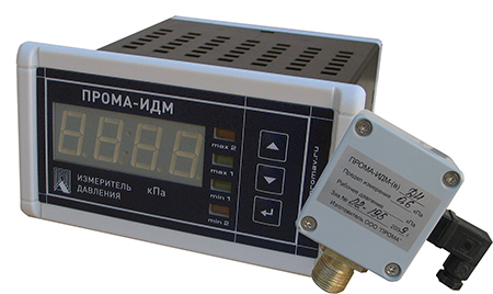Датчики избыточного давлния на газ ПРОМА ИДМ-016 ДИ-ЩВ 0.25-40, щитовое исполнение с выносным датчиком, количество выходных реле - 4, диапазон измерений давлений 0.06-40КПа