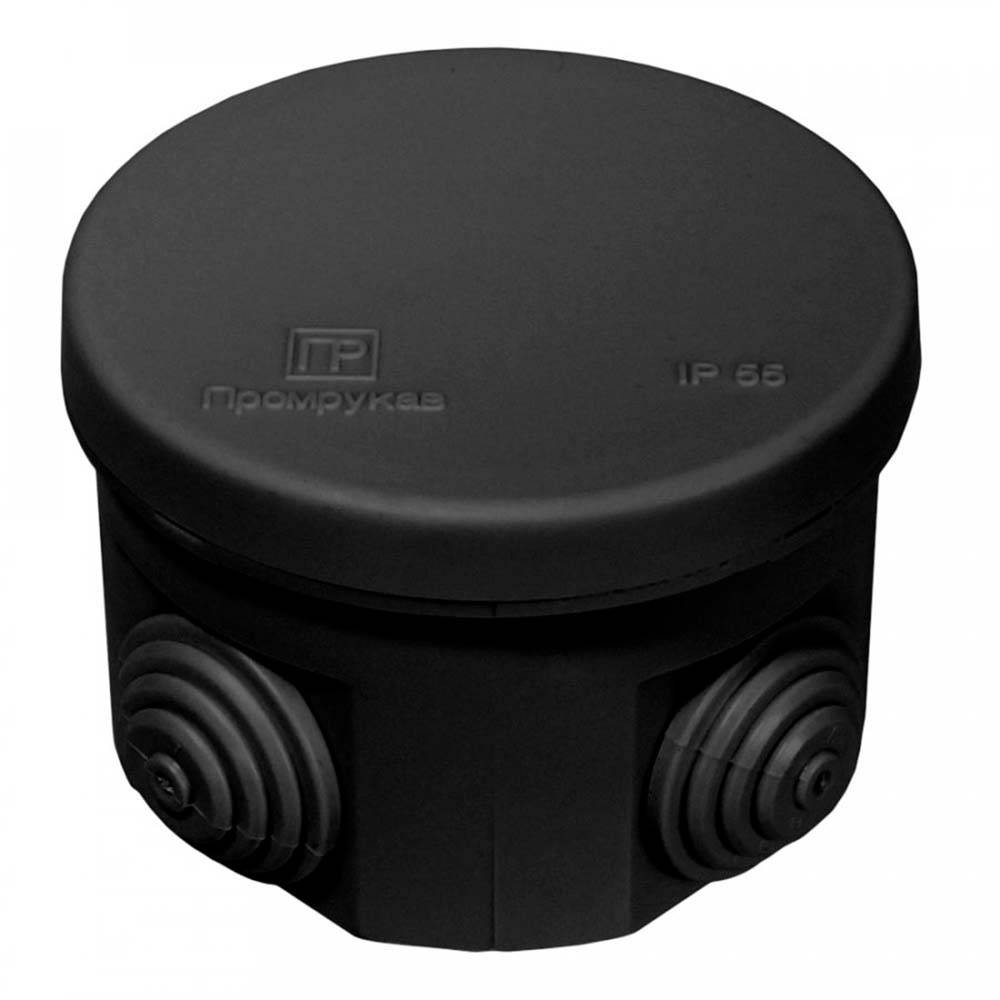 Коробка распределительная Промрукав для открытой проводки 70х50 мм, 4 ввода, IP55, черная