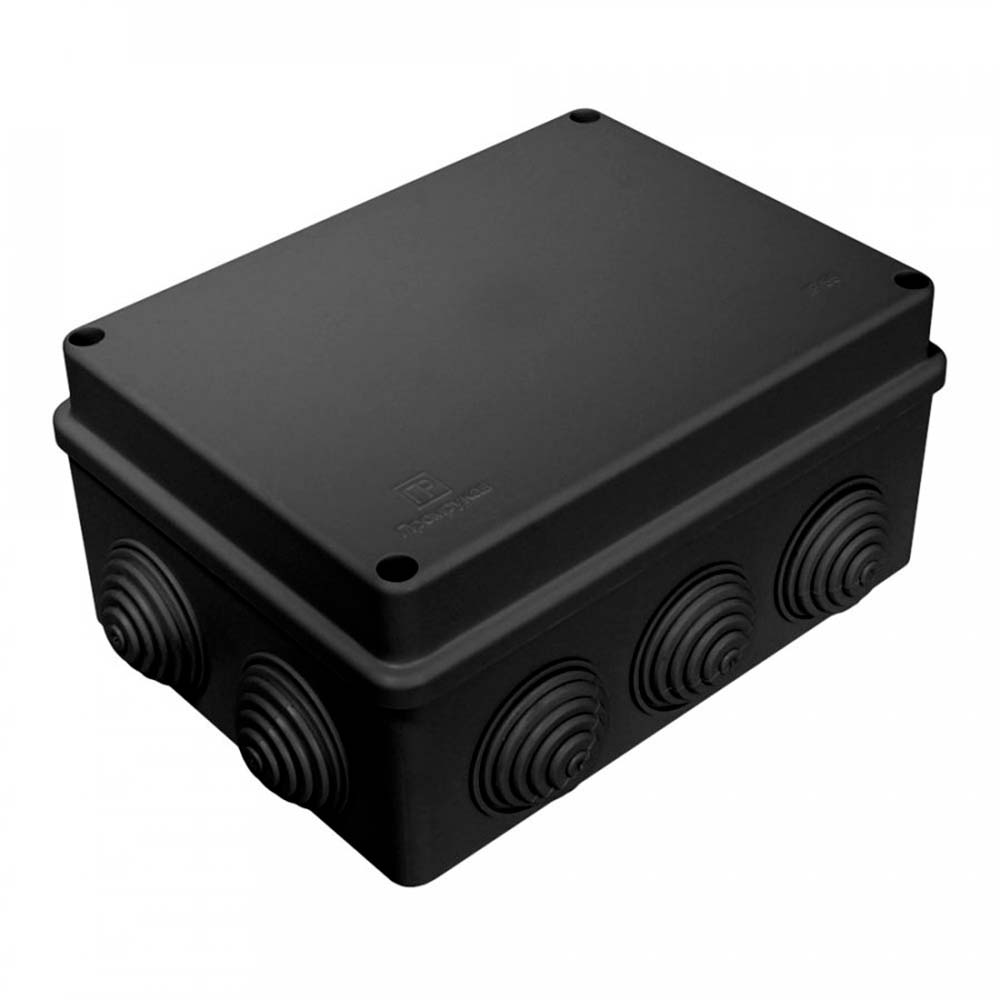 Коробка распределительная Промрукав для открытой проводки 150х110х70 мм, 10 вводов, IP55, с крышкой на винтах, черная
