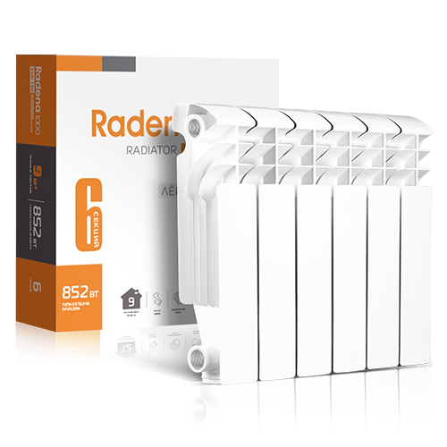 Радиаторы алюминиевые Radena R 1000 350/100 1-12 секций, боковое подключение, универсальные