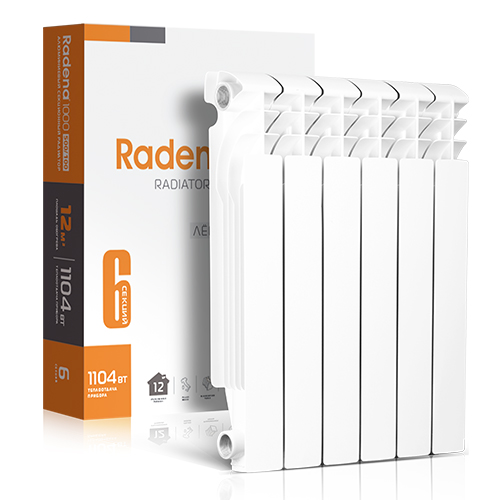 Радиаторы алюминиевые Radena R 1000 500/100 1-12 секций, боковое подключение, универсальные
