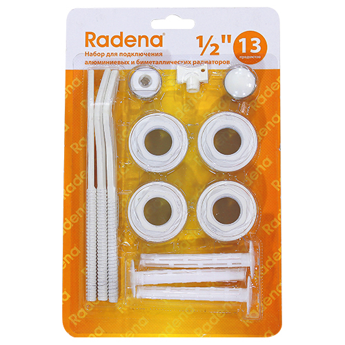 Монтажные комплекты Radena 1″х1/2″-3/4″ Ду25х15-20, для подключения радиаторов, 13 предметов