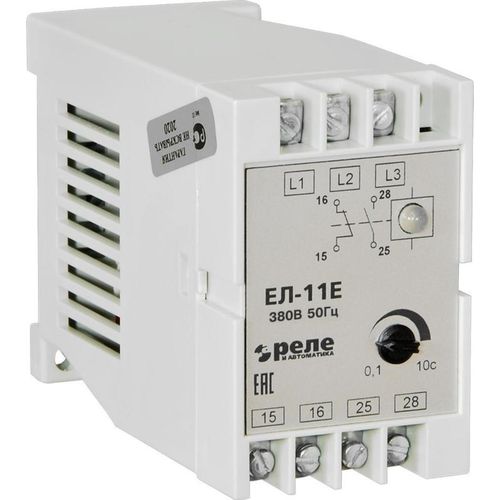 Реле контроля трехфазного напряжения Реле и Автоматика ЕЛ-11 380В 1NO+1NC 50Гц, пластиковые