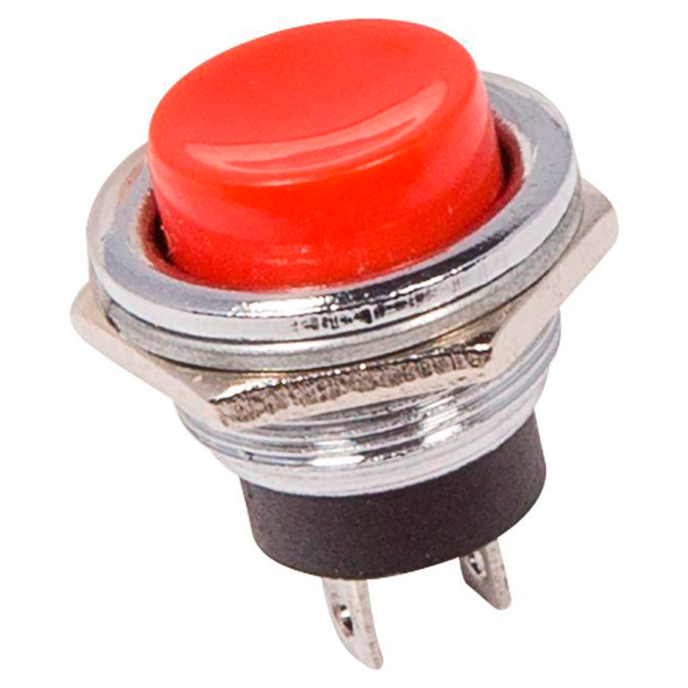 Выключатель кнопочный Rexant RWD-306 ″(ON)-OFF″ металл, 2 контакта, 2А, 250В, IP30, цвет – красный