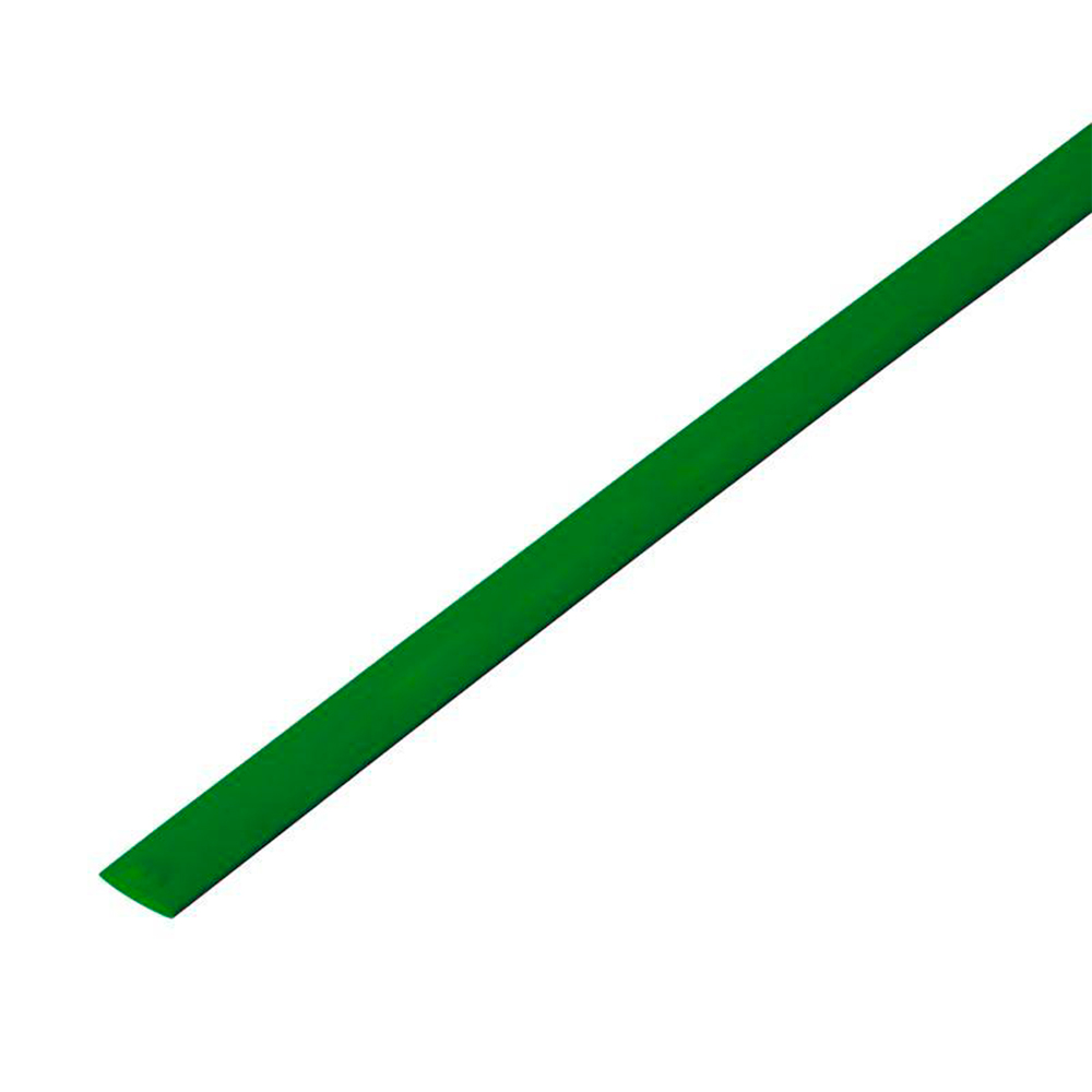 Трубка термоусадочная REXANT ТУТ нг Дн4/2 L=1 м тонкостенная, с подавлением горения, диаметр до усадки 4 мм, диаметр после усадки 2 мм, материал - полиолефин, коэффициент усадки - 2:1, цвет - зеленый