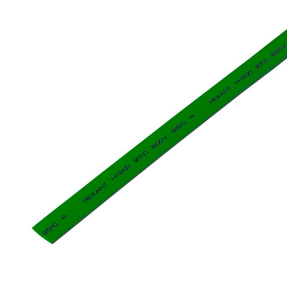 Трубка термоусадочная REXANT ТУТ нг Дн8/4 L=1 м тонкостенная, с подавлением горения, диаметр до усадки 8 мм, диаметр после усадки 4 мм, материал - полиолефин, коэффициент усадки - 2:1, цвет - зеленый