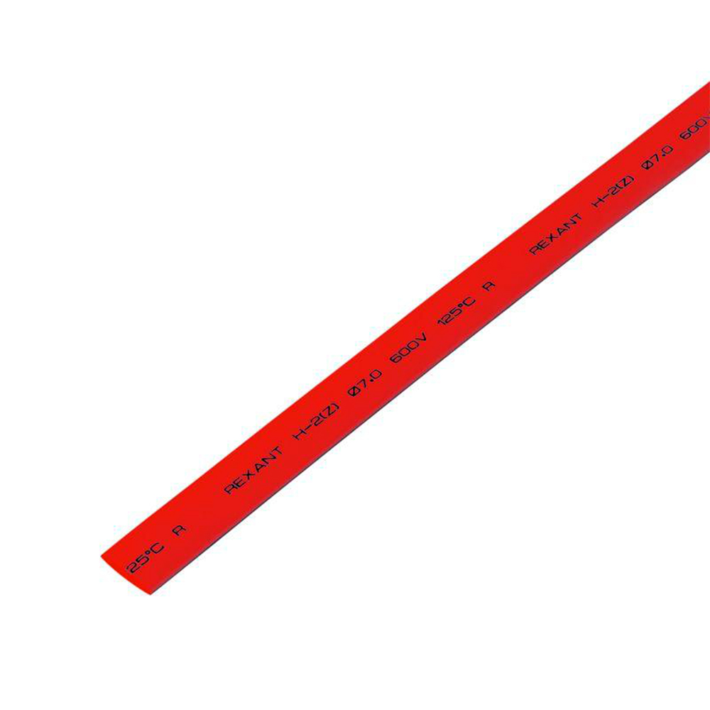 Трубка термоусадочная REXANT ТУТ нг Дн8/4 L=1 м тонкостенная, с подавлением горения, диаметр до усадки 8 мм, диаметр после усадки 4 мм, материал - полиолефин, коэффициент усадки - 2:1, цвет - красный