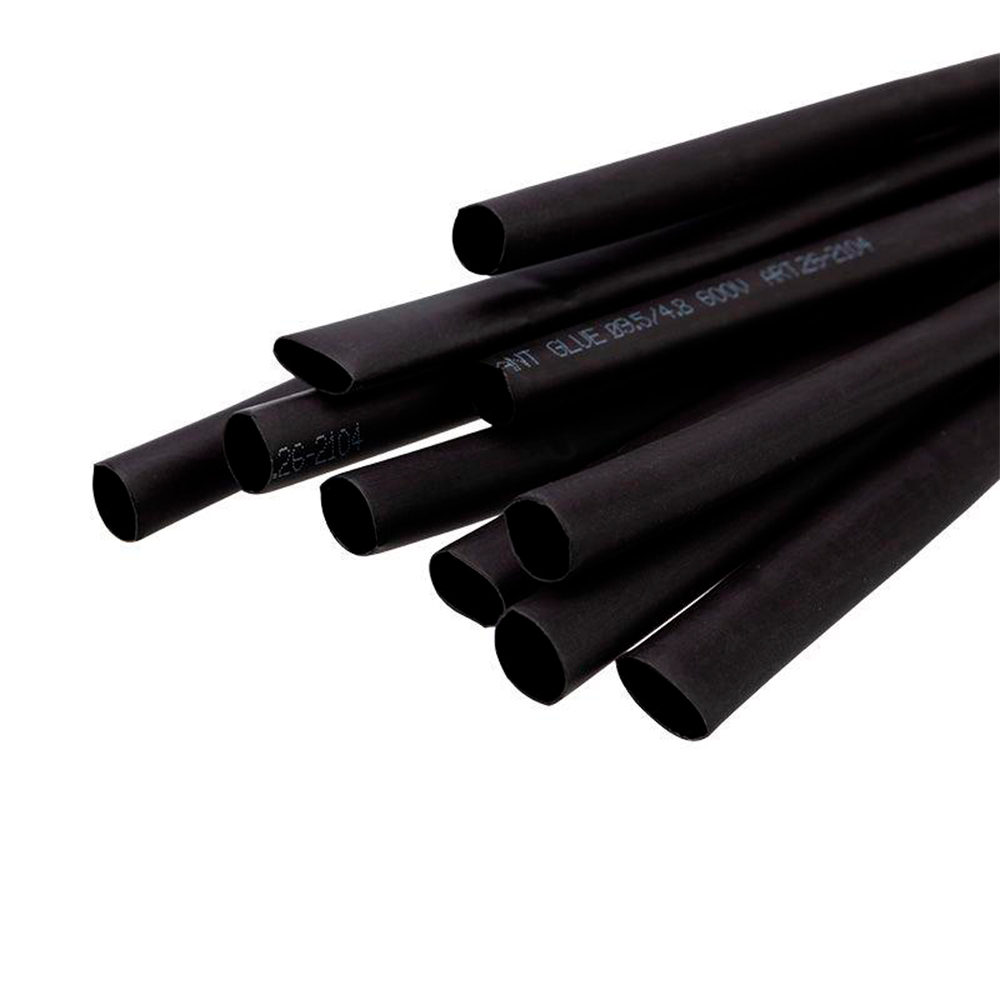 Трубка термоусадочная REXANT СТТК Дн9.5/4.75 L=1 м толстостенная, двустенная, с клеевым слоем, диаметр до усадки 9.5 мм, диаметр после усадки 4.75 мм, материал - полиолефин, коэффициент усадки - 2:1, цвет - черный, упаковка - 10 шт