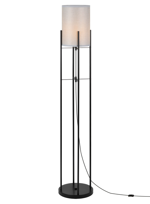 Светильники напольные Rivoli Bianca мощность - 60 Вт, цоколь - E27, тип лампы - накаливания, материал корпуса - металл /ткань, цвет - черный/серый