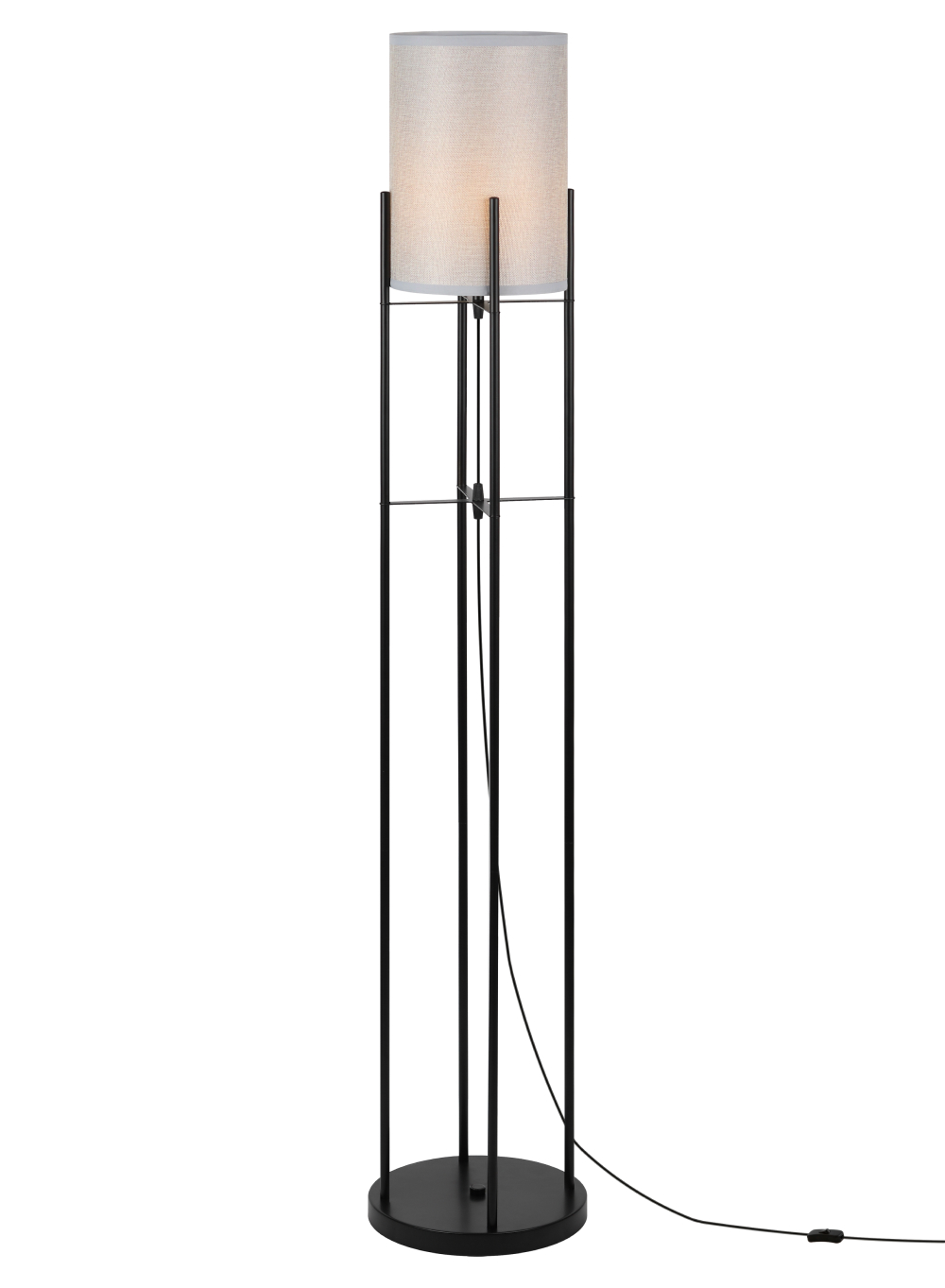 Светильник напольный Rivoli Bianca мощность - 60 Вт, цоколь - E27, тип лампы - накаливания, материал корпуса - металл /ткань, цвет - черный/серый