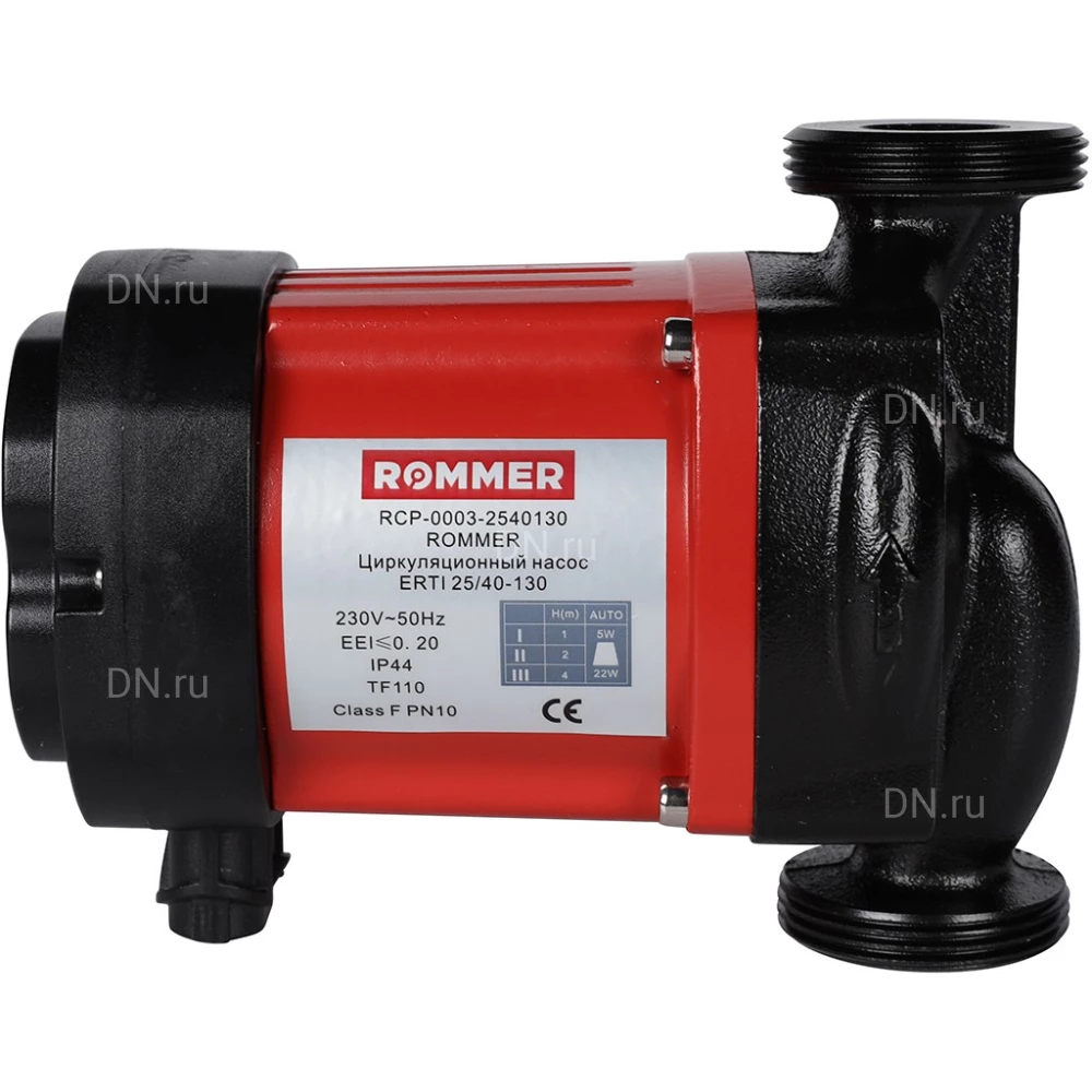 Насос циркуляционный Rommer PROFI EVO 25/60-180 поверхностный, корпус - чугун, мощность - 0.045кВт, напор - 6м, производительность - 60л/мин, 220В