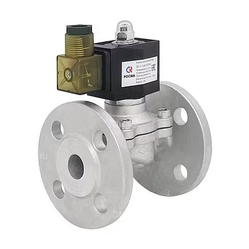 Клапаны электромагнитные Росма СК-12-ФЛ-НЕРЖ-В 1/2″-2″ Ду15-50 Ру10, соленоидные двухходовые, фланцевые, нормально-закрытые, корпус - нержавеющая сталь 08Х18Н10, мембрана - Viton, катушка - 24В